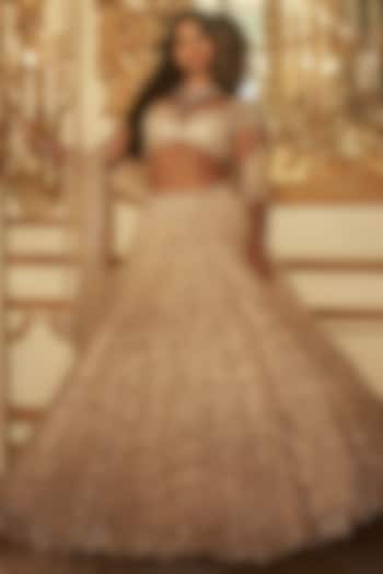 Ivory Organza Embroidered Bridal Lehenga Set by Seema Gujral at Pernia's Pop Up Shop