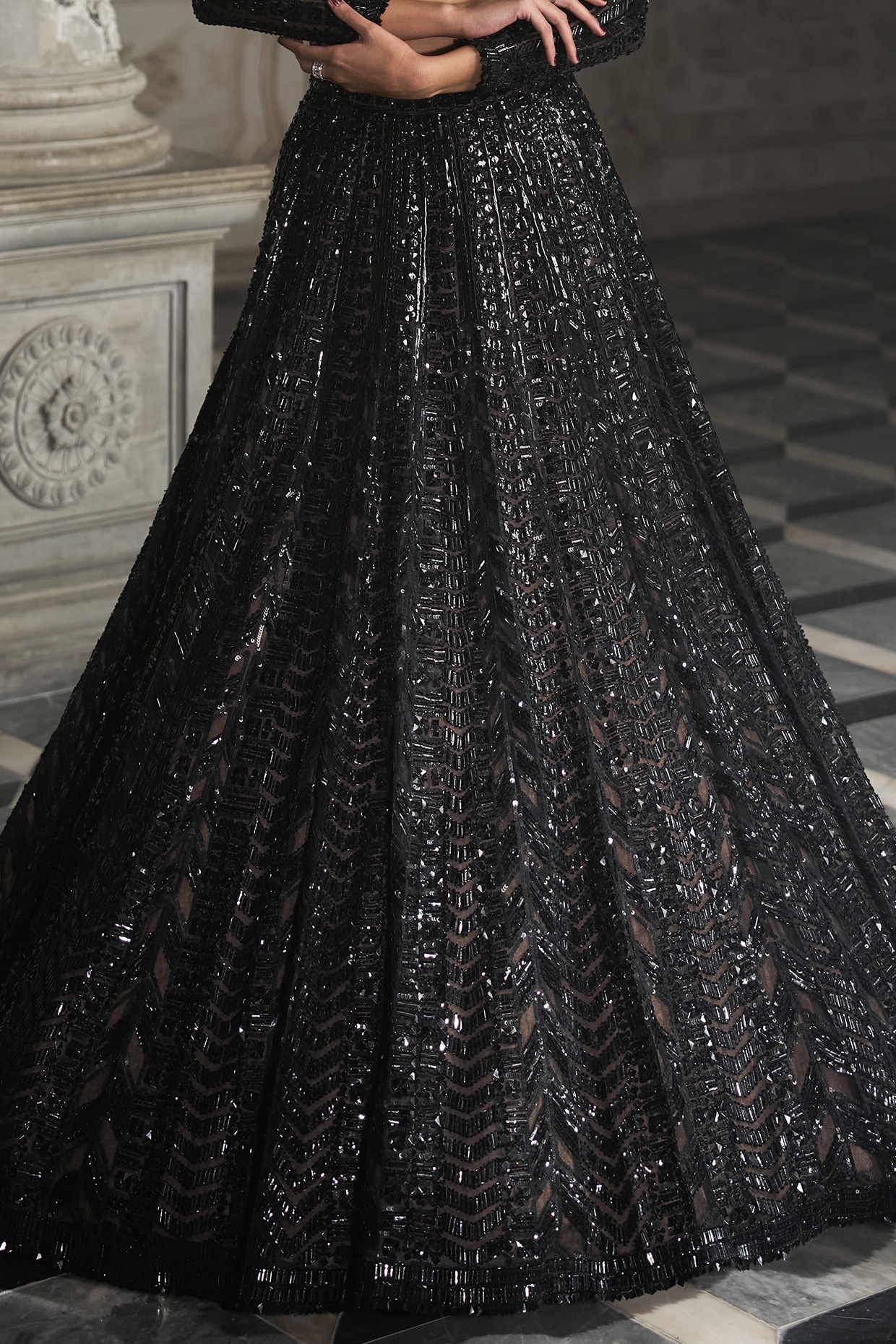 Precious Black Sequin Work Lehenga Choli Designer Sequence Traditional  Lengha | eBay