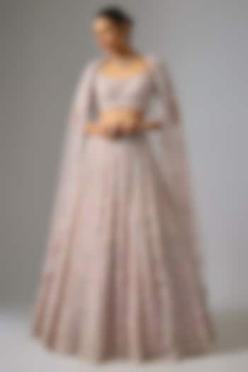 Rose Pink Organza Sequin Embroidered Bridal lehenga for 22 Lehenga Set by Seema Gujral at Pernia's Pop Up Shop