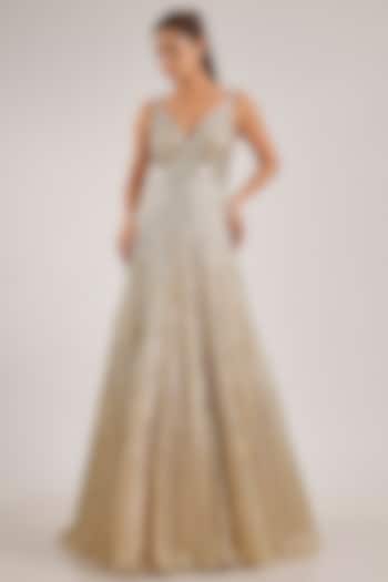 Beige Net Bridal Gown by Seema Gujral at Pernia's Pop Up Shop