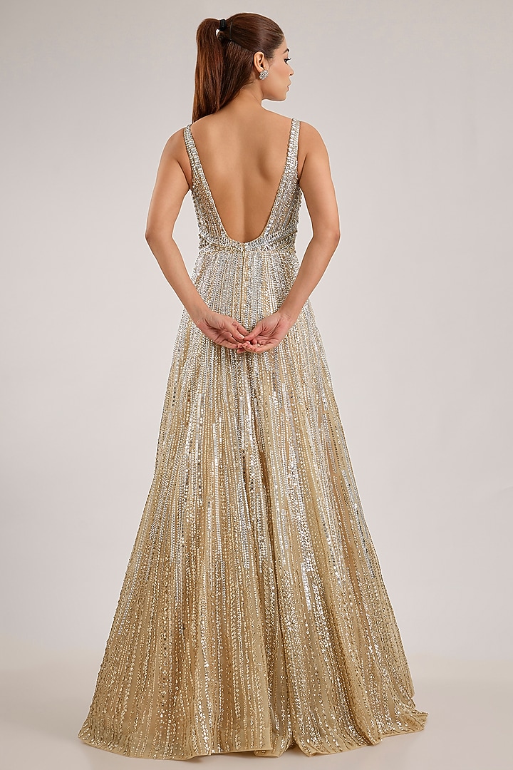 Beige Net Bridal Gown by Seema Gujral at Pernia's Pop Up Shop