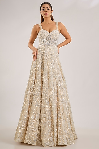 Nude Net Gown by Seema Gujral