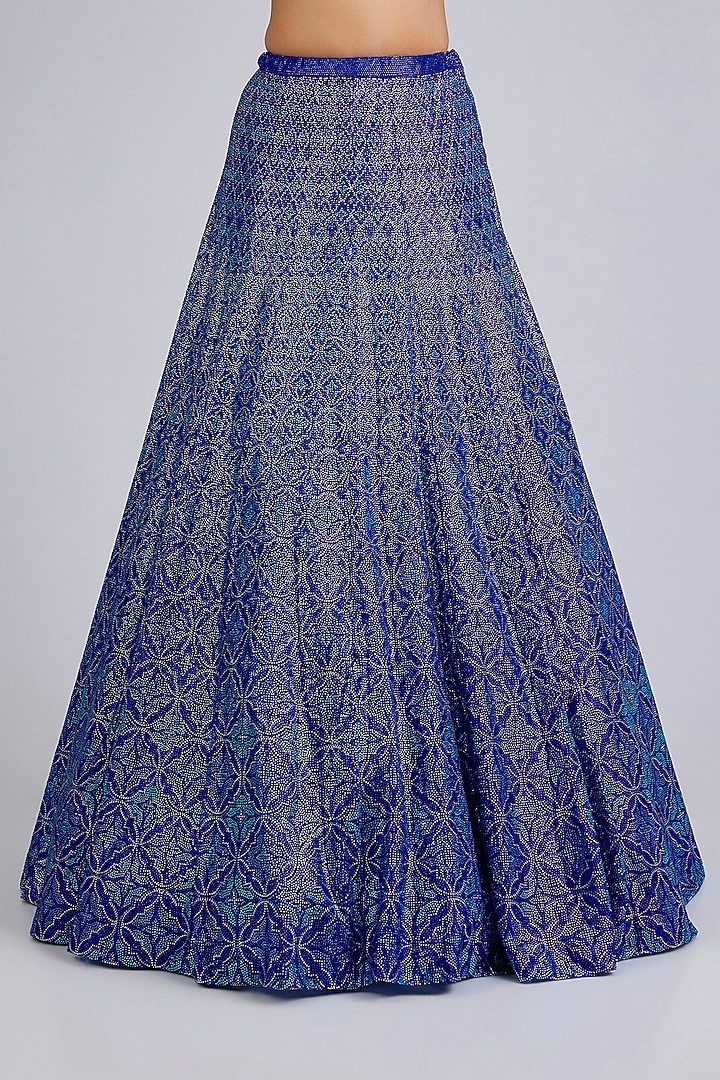 Blue Net Bridal Lehenga Set by Seema Gujral at Pernia's Pop Up Shop