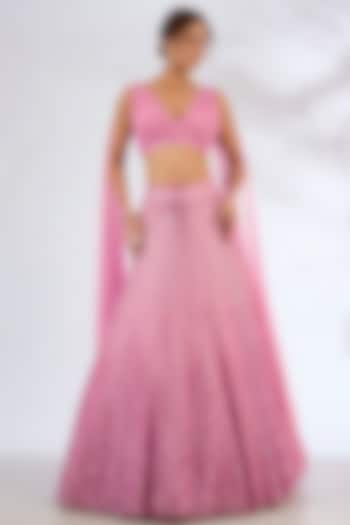 Pink Net Bridal Lehenga Set by Seema Gujral at Pernia's Pop Up Shop