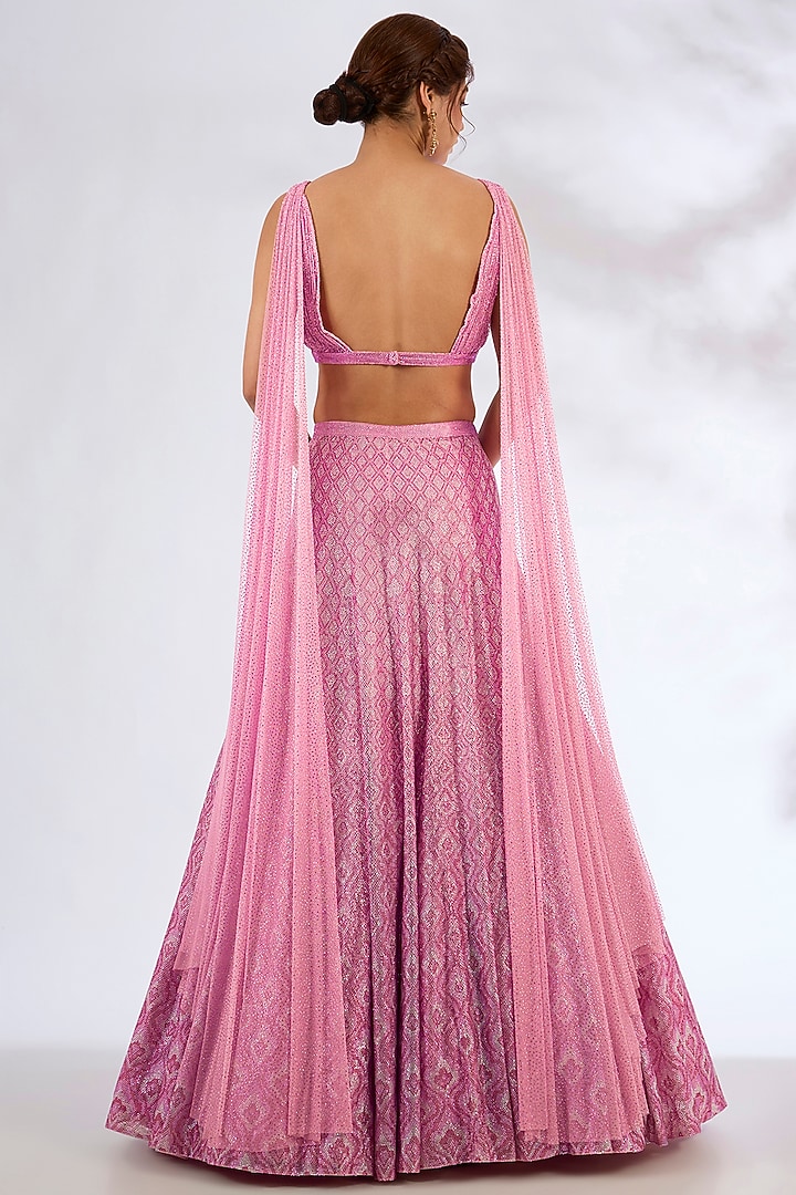 Pink Net Bridal Lehenga Set by Seema Gujral at Pernia's Pop Up Shop