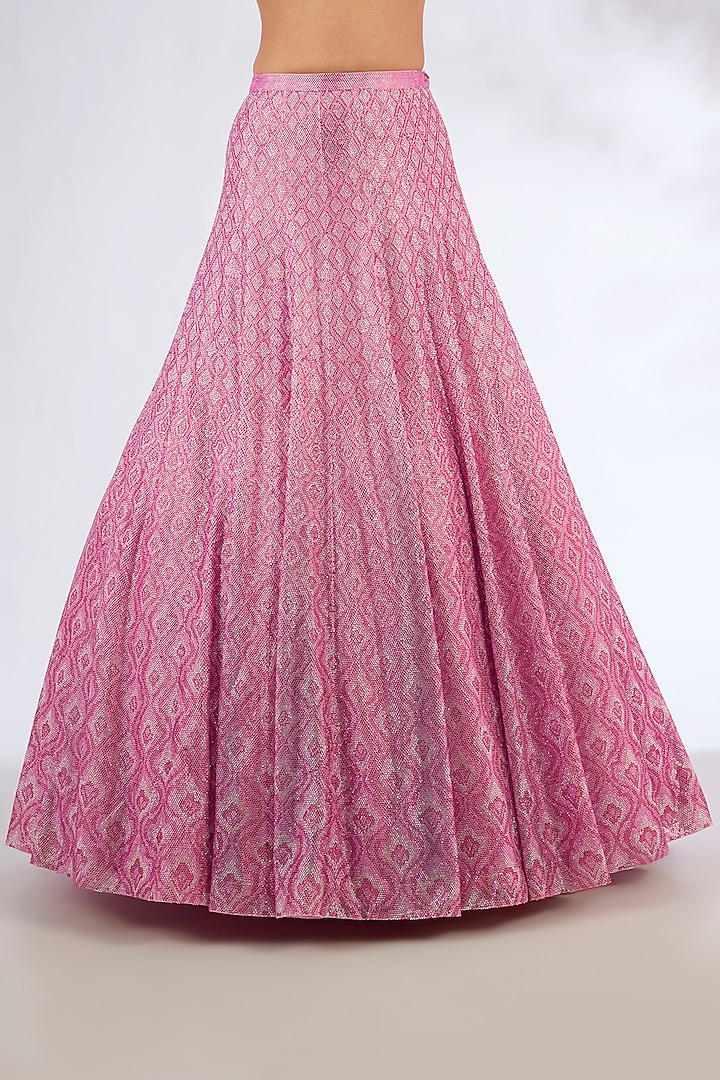 Pink Net Bridal Lehenga Set by Seema Gujral at Pernia's Pop Up Shop