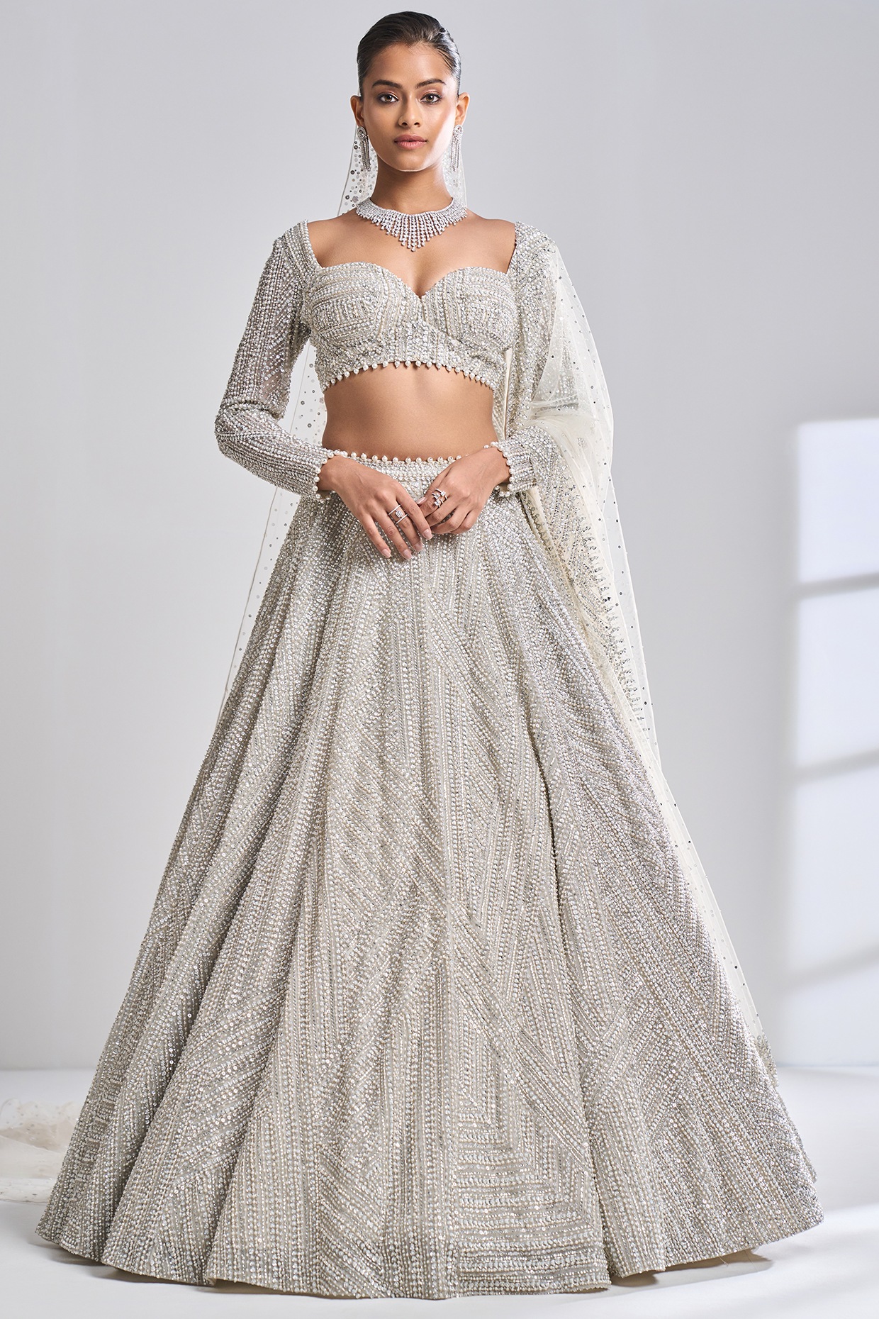 Buy White Silver Lehenga Skirt With Blouse. Indian Ethnic Clothes.  Georgette Banarasi Printed Lehenga Online in India - Etsy