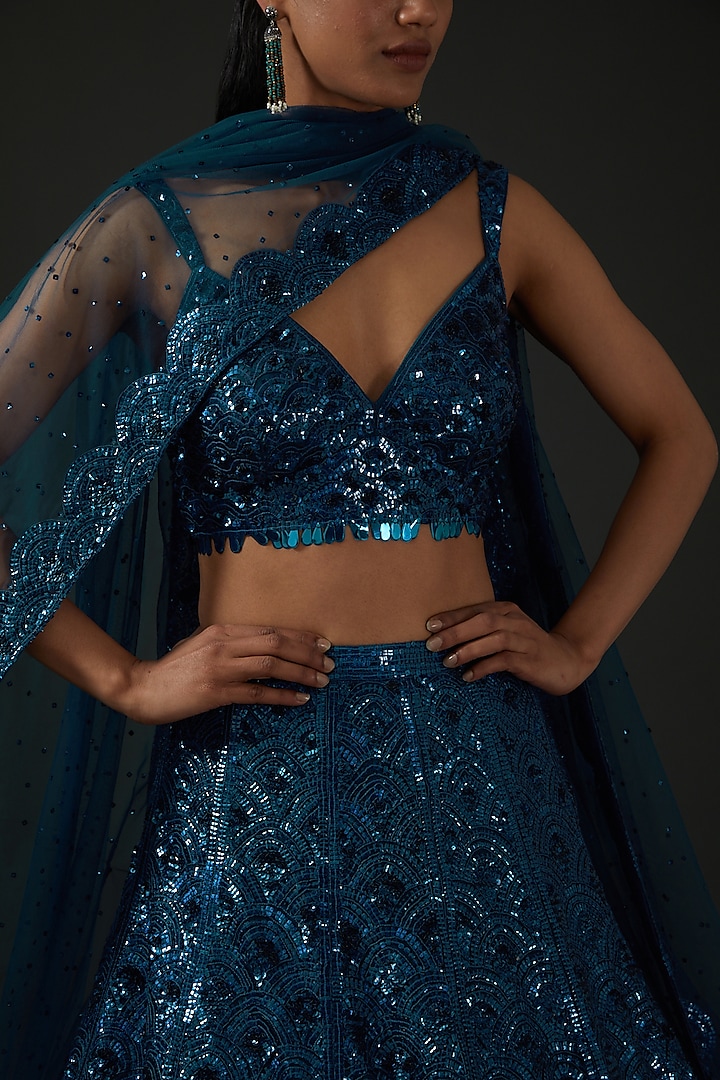 Cobalt Blue Blue Shimmer Top M&Co Cobalt Blue Sequin Flute Sleeve