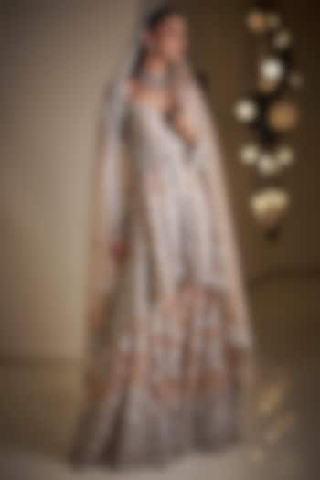 Nude Net Thread Embroidered High-Low Sharara Set by Seema Gujral at Pernia's Pop Up Shop