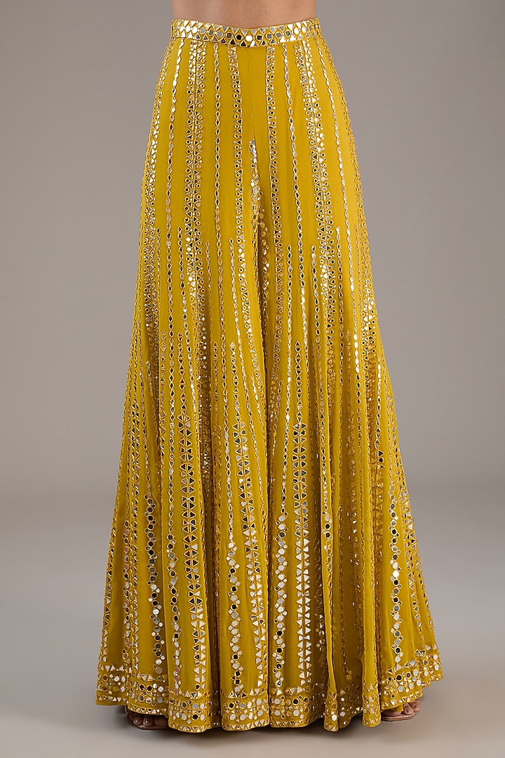 Yellow Georgette Sequins Embroidered Bridal Sharara Set by Seema Gujral at Pernia's Pop Up Shop
