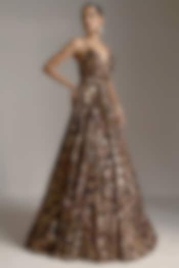 Bronze Embroidered Gown by Seema Gujral
