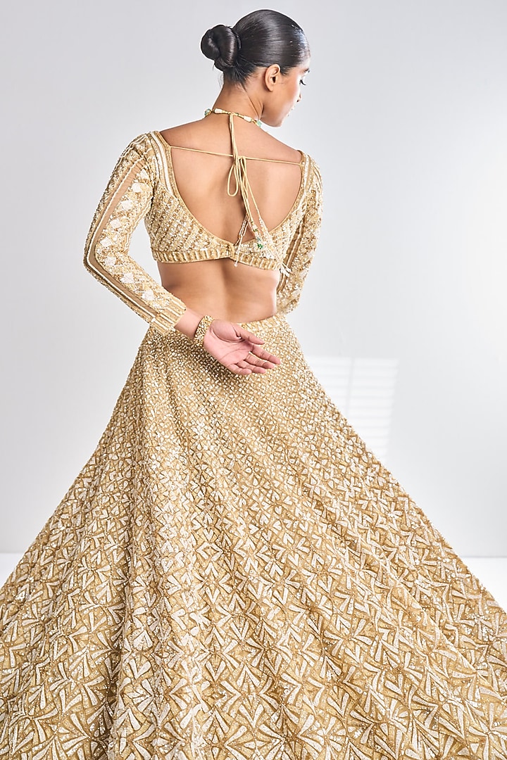 Gold Embroidered Lehenga Set Design by Seema Gujral at Pernia's Pop Up ...