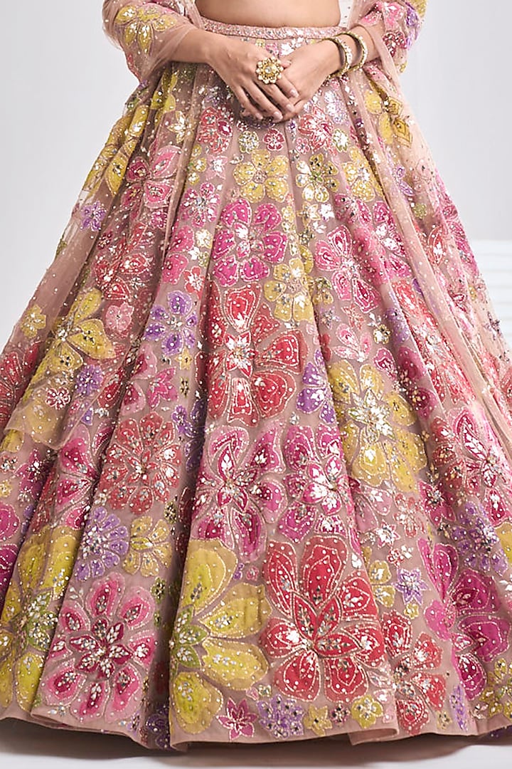 Multi-Colored Floral Embroidered Lehenga Set Design by Seema