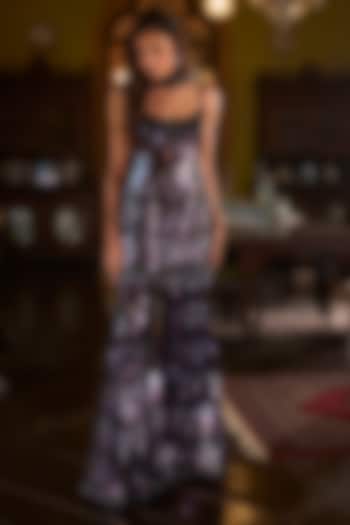 Black Georgette Sequins Embellished Bridal Sharara Set by Seema Gujral at Pernia's Pop Up Shop