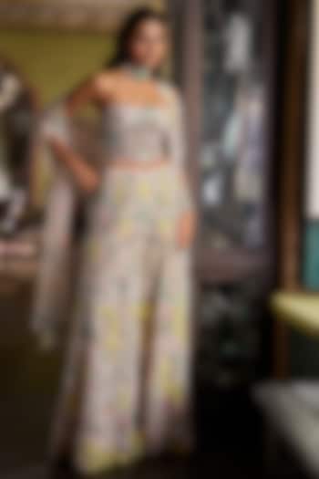 Multi-Colored Net Thread Embroidered Bridal Sharara Set by Seema Gujral at Pernia's Pop Up Shop