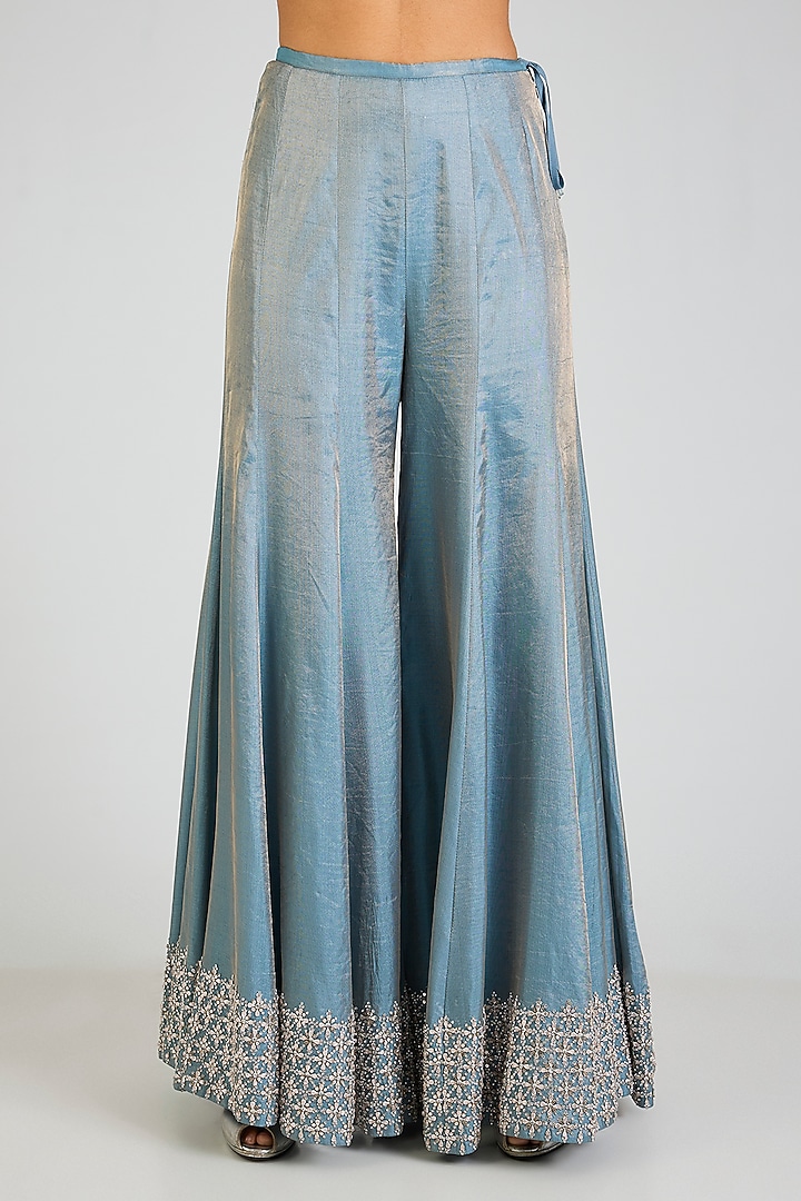 Ice Blue Tissue Bridal Sharara Set by Seema Gujral at Pernia's Pop Up Shop