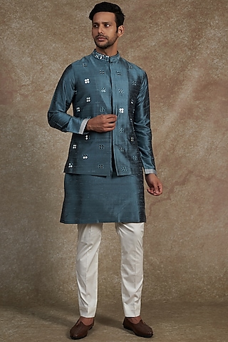 Velvet Nehru Jacket - Bottle Green