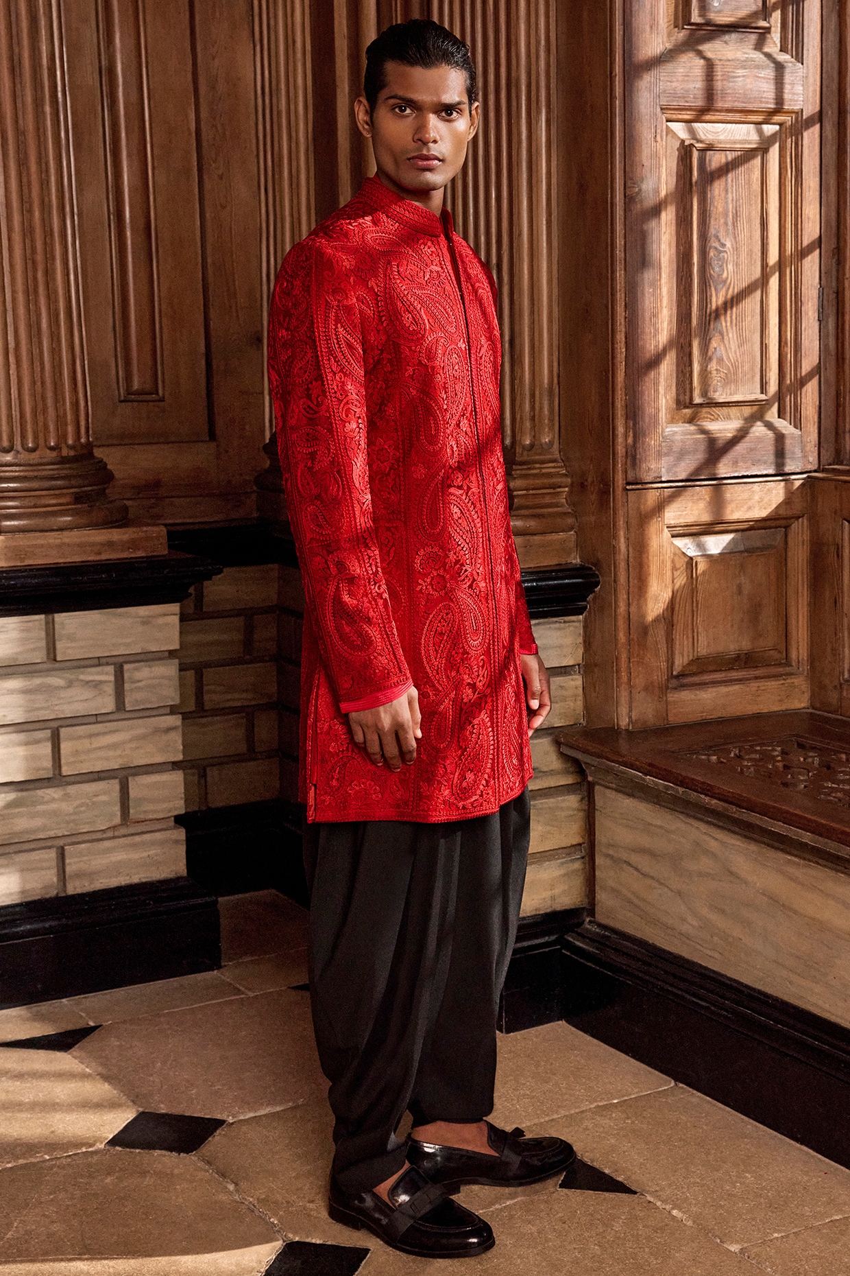 Buy red marriage wedding sherwani for men Online from Indian Designers 2024