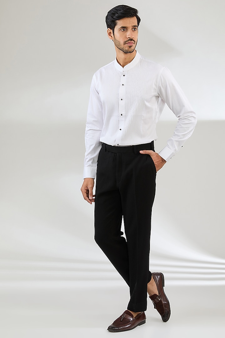 Black Textured Embroidered Tuxedo Set by Seema Gujral Men at Pernia's Pop Up Shop