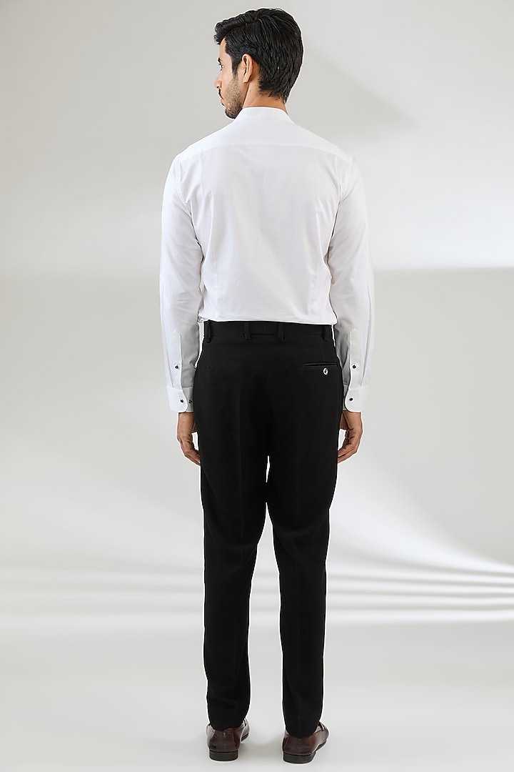 Black Textured Embroidered Tuxedo Set by Seema Gujral Men at Pernia's Pop Up Shop