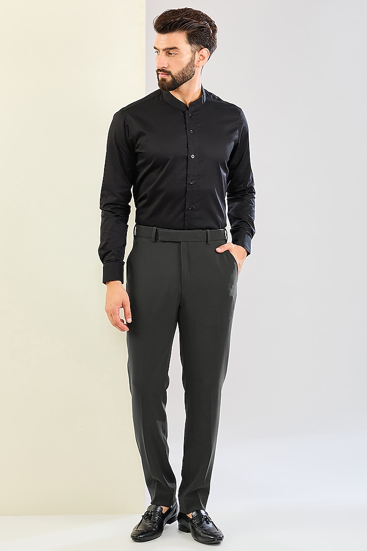 Grey Cotton Bugle Bead Embroidered Groom Bandhgala Set by Seema Gujral Men at Pernia's Pop Up Shop