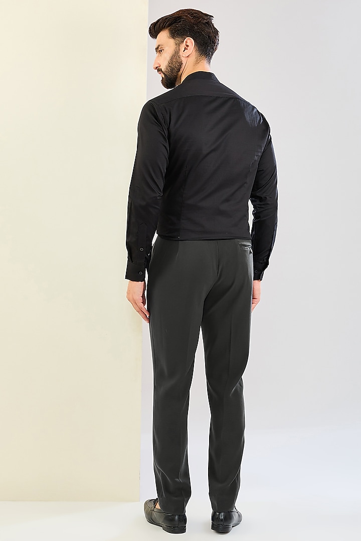 Grey Cotton Bugle Bead Embroidered Groom Bandhgala Set by Seema Gujral Men at Pernia's Pop Up Shop