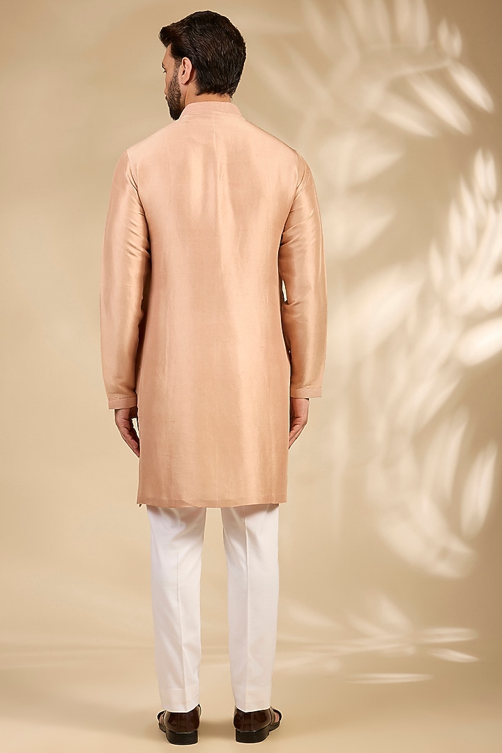 Pink Raw Silk Groom Sherwani Set by Seema Gujral Men at Pernia's Pop Up Shop