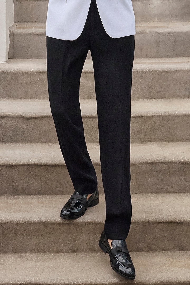 Ivory Satin Silver & Gold Embroidered Tuxedo Set by Seema Gujral Men at Pernia's Pop Up Shop