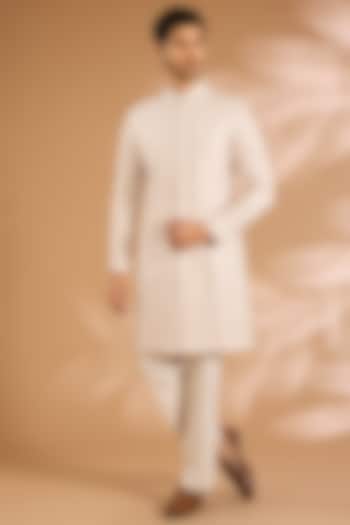 Pink Silk Groom Sherwani Set by Seema Gujral Men at Pernia's Pop Up Shop