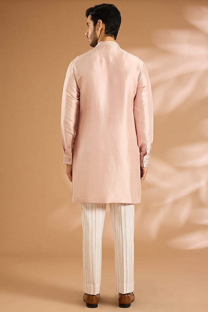 Pink Silk Groom Sherwani Set by Seema Gujral Men at Pernia's Pop Up Shop