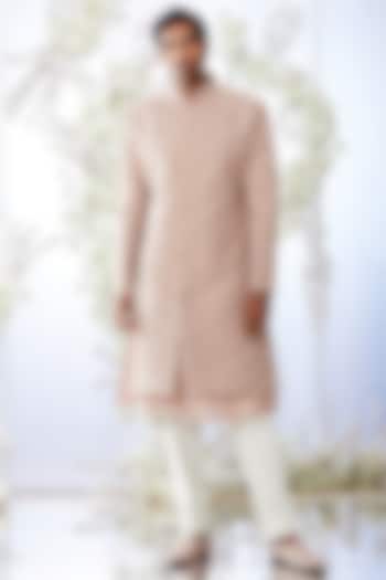 Nude Embroidered Sherwani Set by Seema Gujral Men