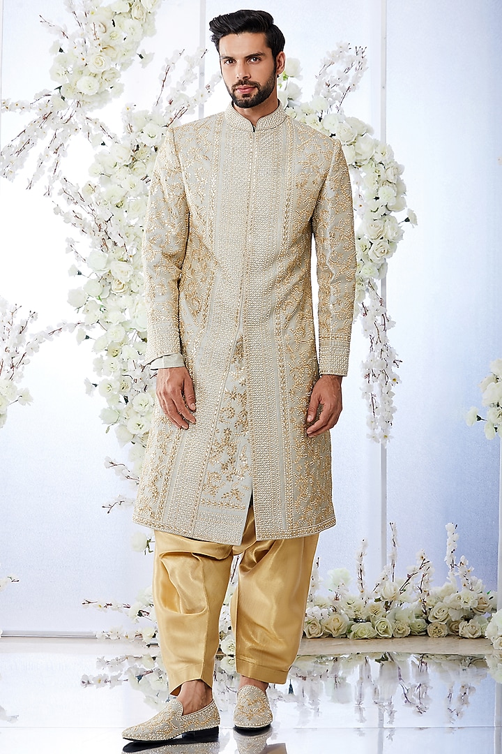 Two-Tone Embroidered Sherwani Set by Seema Gujral Men