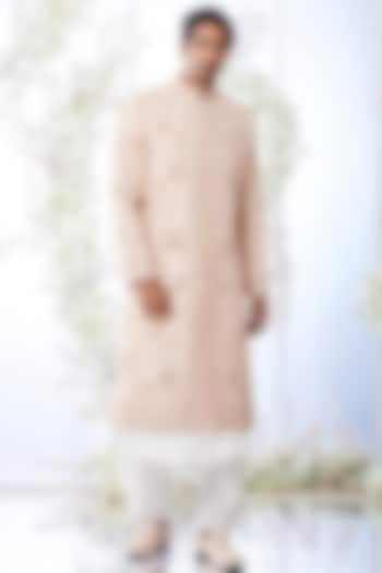 Rose Gold Hand Embroidered Groom Sherwani Set by Seema Gujral Men at Pernia's Pop Up Shop