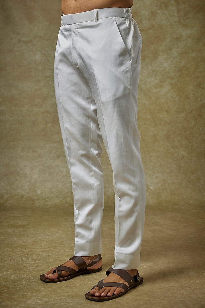 Ivory Linen Satin Sequins Embroidered Bundi Jacket Set by Seema Gujral Men at Pernia's Pop Up Shop