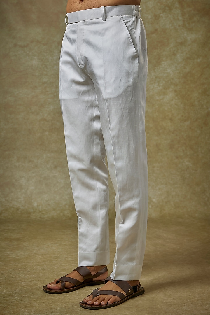 Ivory Linen Satin Sequins Embroidered Kurta Set by Seema Gujral Men at Pernia's Pop Up Shop