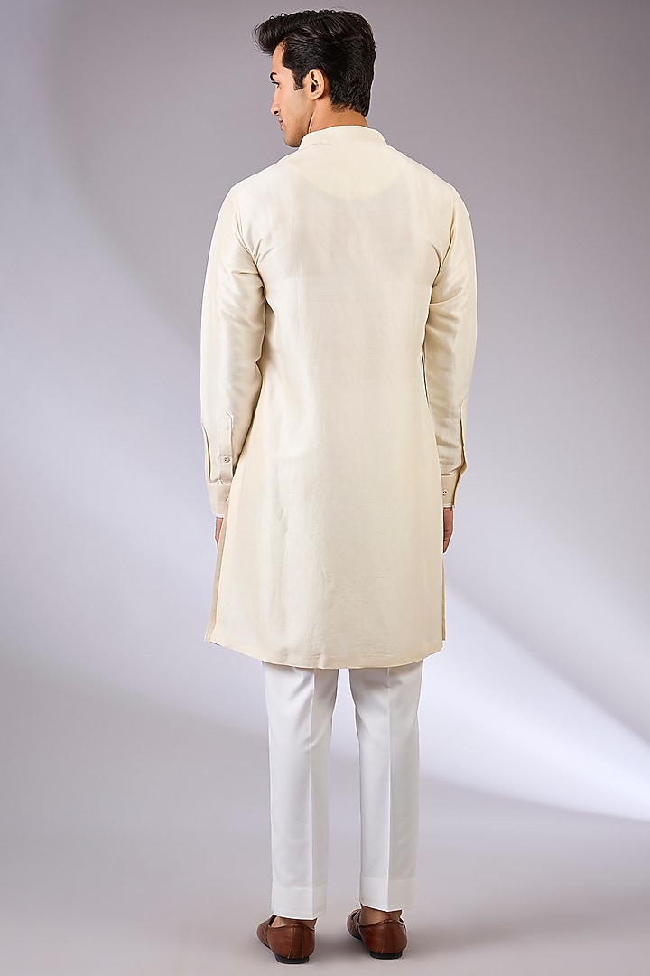 Ivory Italian Crepe Sherwani Set by Seema Gujral Men at Pernia's Pop Up Shop