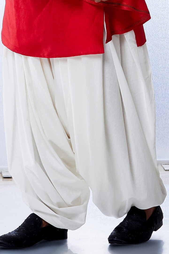 Deep Red Silk Nehru Jacket With Kurta Set by Seema Gujral Men at Pernia's Pop Up Shop