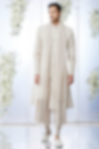 Ivory Embroidered Sherwani Set by Seema Gujral Men