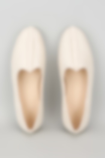 Cream Silk Mojaris by Seema Gujral Men