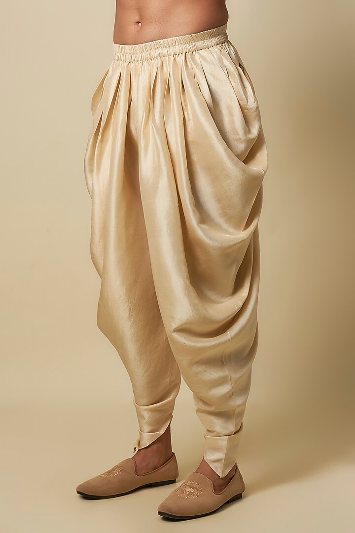 Beige Raw Silk Embroidered Sherwani Set by Seema Gujral Men at Pernia's Pop Up Shop