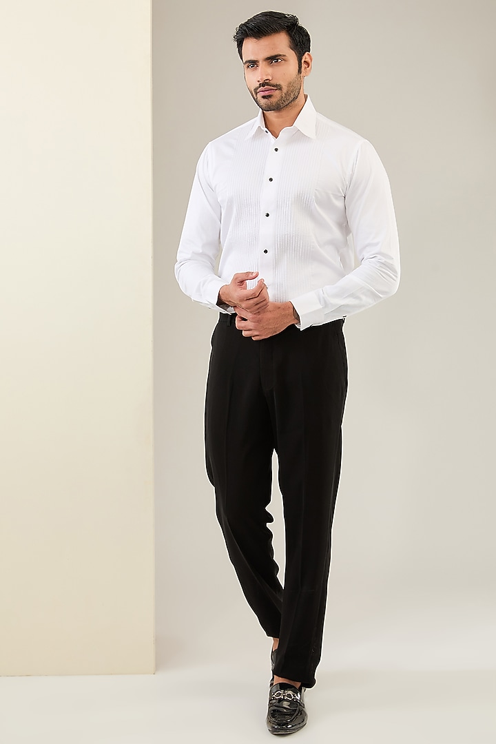 Black Suiting Fabric Embroidered Tuxedo Set by Seema Gujral Men at Pernia's Pop Up Shop
