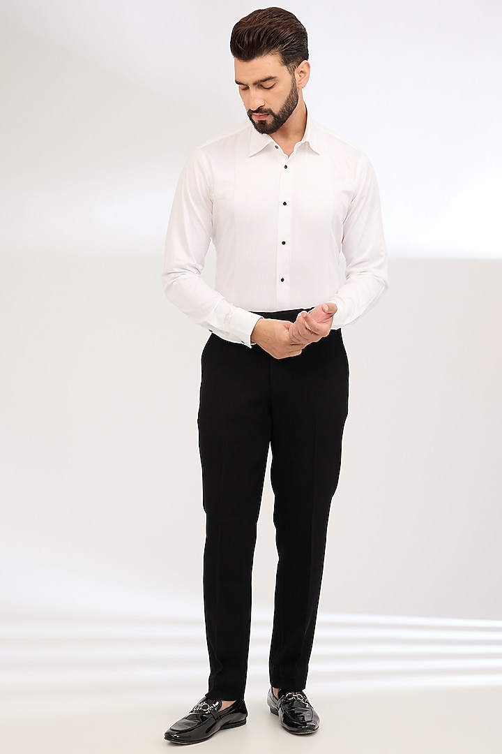 Black Suiting fabric Embroidered Tuxedo Set by Seema Gujral Men at Pernia's Pop Up Shop
