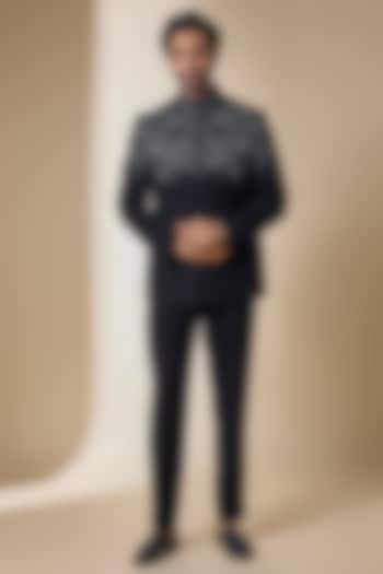 Black Suiting Groom Bandhgala Set by Seema Gujral Men at Pernia's Pop Up Shop