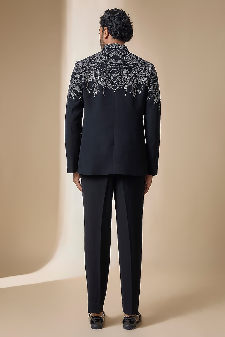 Black Suiting Groom Bandhgala Set by Seema Gujral Men at Pernia's Pop Up Shop
