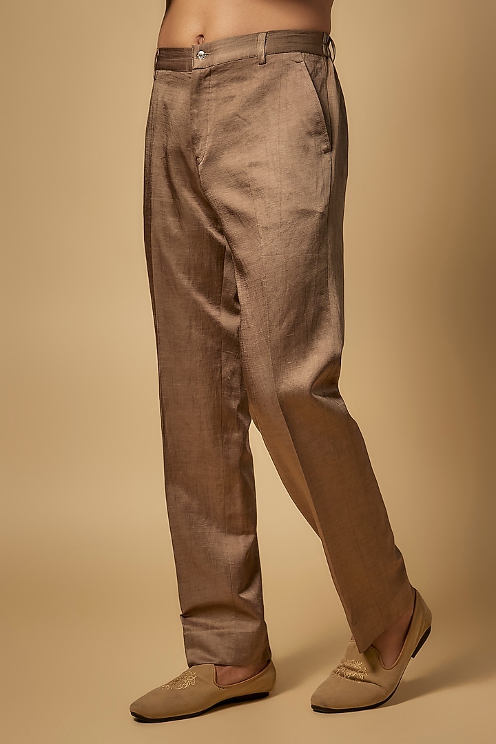 Coffee Brown Silk Groom Sherwani Set by Seema Gujral Men at Pernia's Pop Up Shop