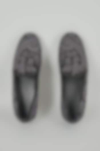 Black Silk & Leather Loafers by Seema Gujral Men at Pernia's Pop Up Shop