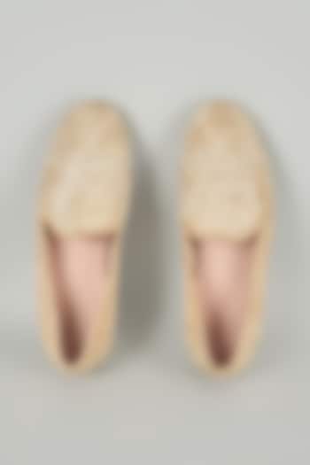 Nude Silk & Leather Loafers by Seema Gujral Men at Pernia's Pop Up Shop