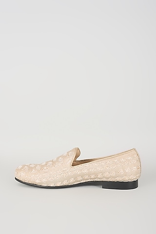 Sage Green Leather Juttis by Seema Gujral Men