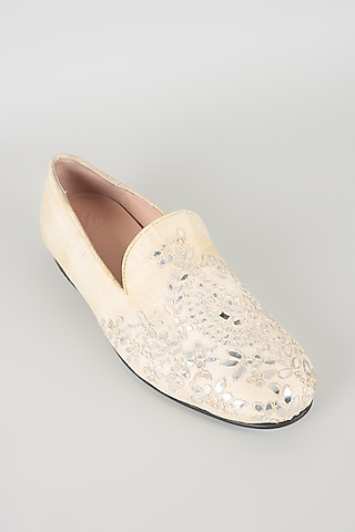 Ivory Leather Juttis by Seema Gujral Men