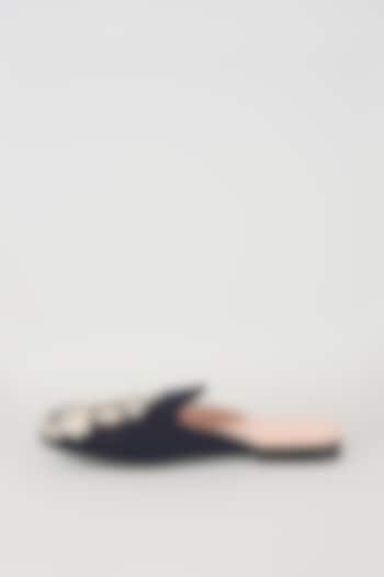 Midnight Blue Leather Juttis by Seema Gujral Men at Pernia's Pop Up Shop